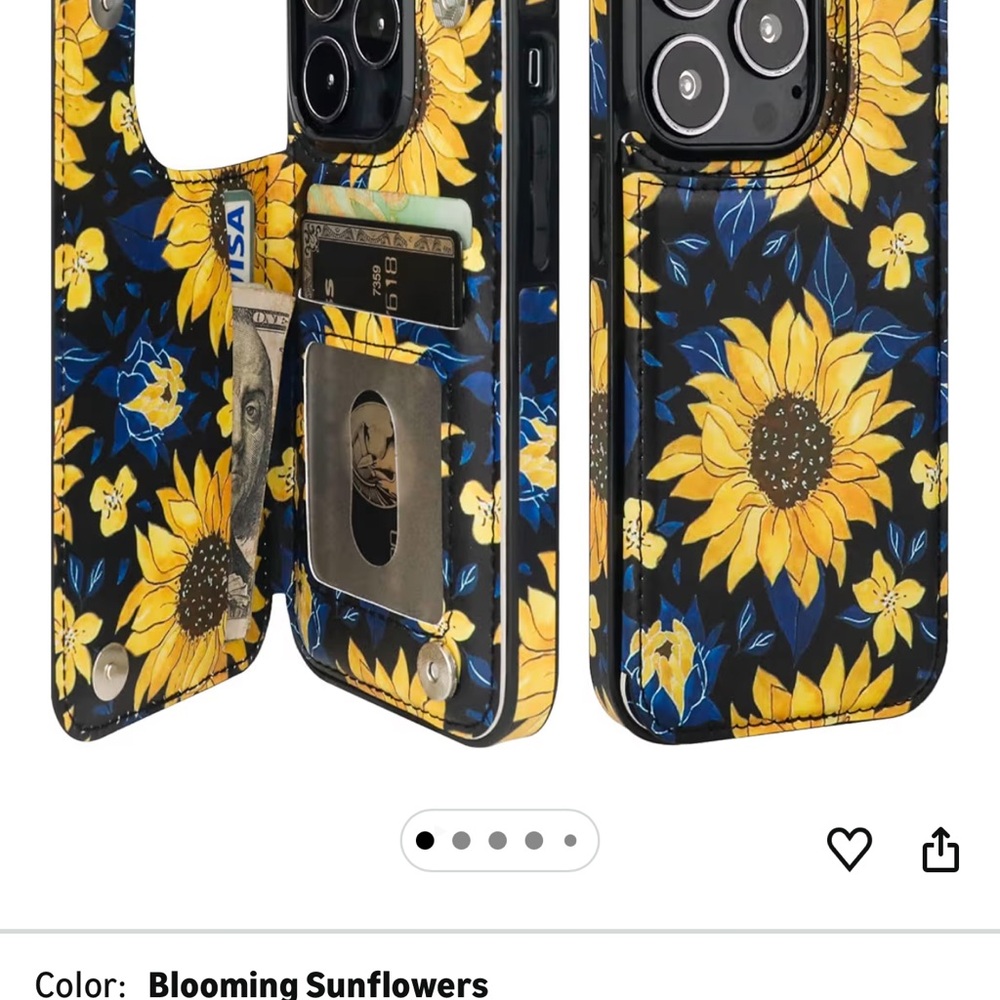 Sunflower Pattern Wallet Phone Case